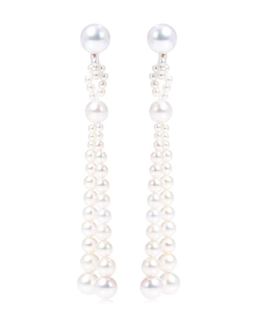Sophie Bille Brahe Opera 14kt gold earrings with pearls