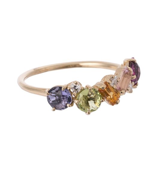 Suzanne Kalan Rainbow 14kt gold ring with sapphires and diamonds