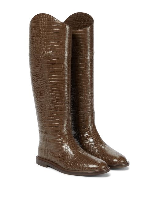 Fendi FF Karligraphy leather knee-high boots