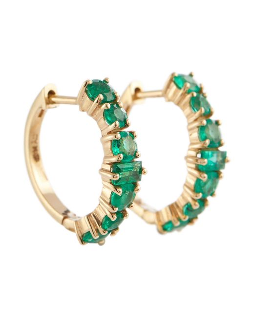Ileana Makri Rivulet 18kt hoop earrings with emeralds