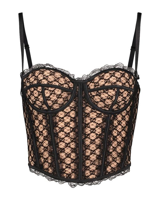 Gucci GG mesh and lace bustier