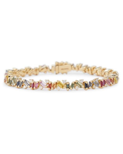 Suzanne Kalan Fireworks 18kt yellow bracelet with diamonds and sapphires