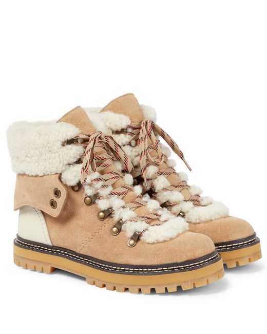 See by Chloé Eileen shearling-lined suede hiking boots
