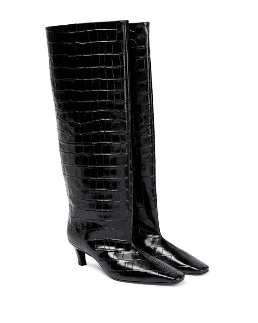 Totême Croc-effect leather knee-high boots