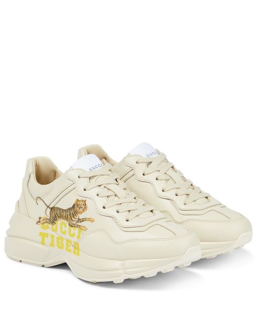 Gucci Rhyton printed leather sneakers