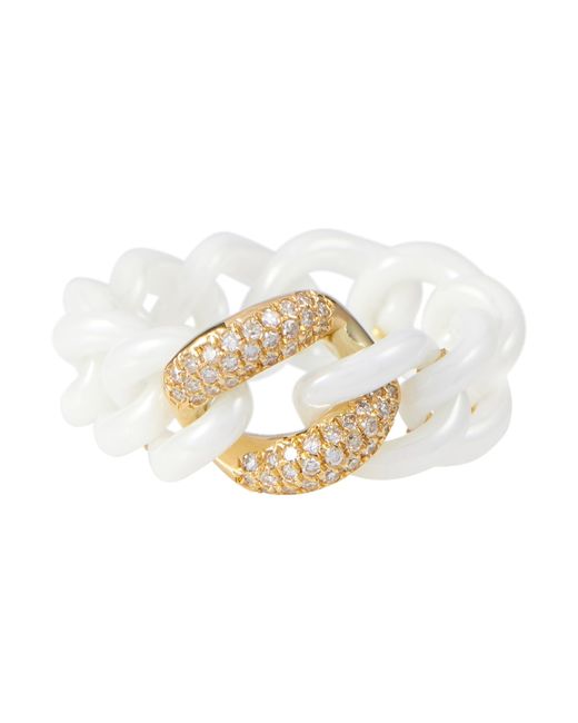 Shay Ceramic and 18kt gold link ring with diamonds