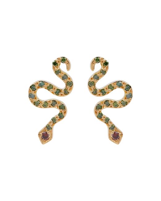 Ileana Makri Little Snake 18kt gold earrings with diamonds