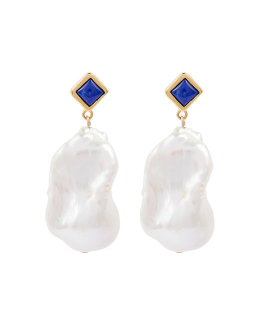 Sophie Buhai Mer Large 18kt gold earrings with and baroque pearls