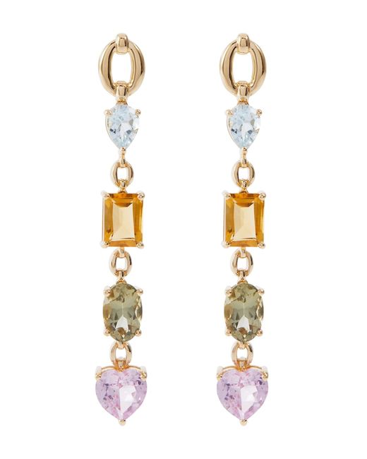 Nadine Aysoy Catena 18kt gold earrings with topaz citrine amethysts and sapphires