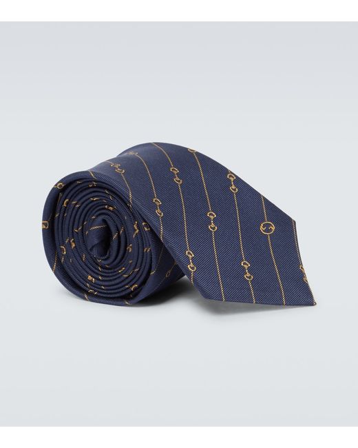 Gucci Horsebit striped jacquard silk tie