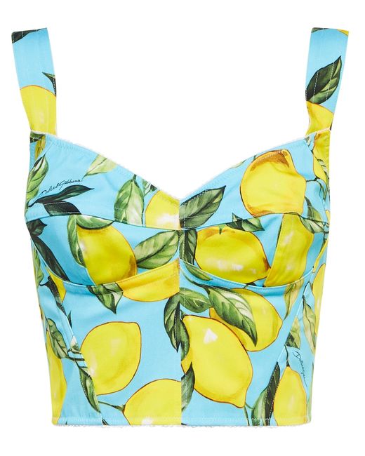 Dolce & Gabbana Exclusive to Printed cotton-blend bustier top