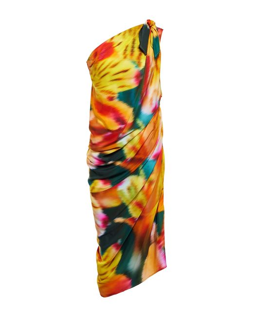 Dries Van Noten Exclusive to One-shoulder draped floral midi dress