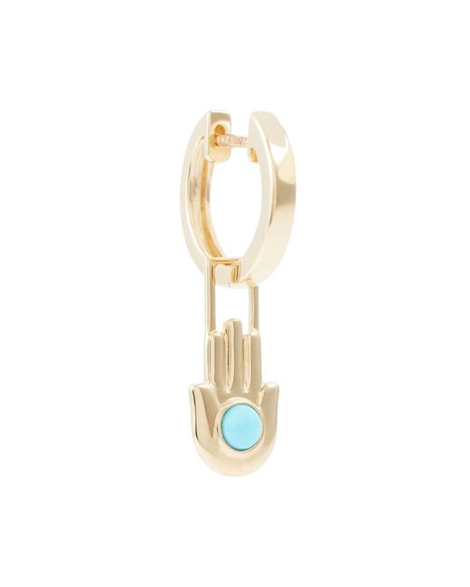 Robinson Pelham Orb Midi 14kt gold single hoop earring and Hamsa Hand Earwish with turquoise