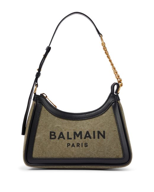 Balmain B-Army canvas and leather shoulder bag