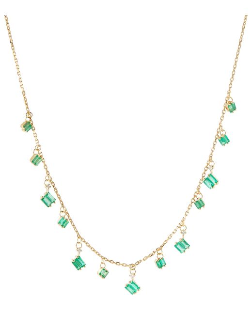 Suzanne Kalan 18kt gold necklace with diamonds and emeralds