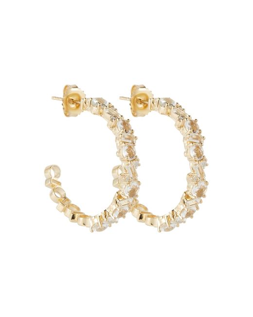 Suzanne Kalan 14kt hoop earring with diamonds and white topaz