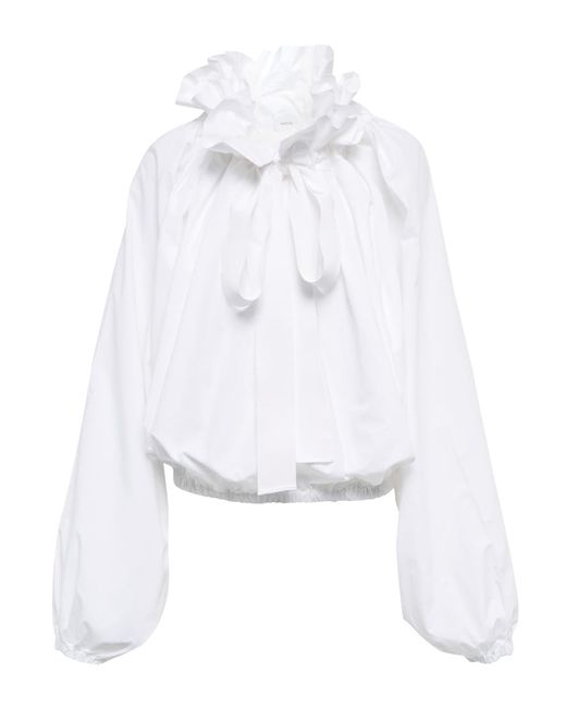 Patou Ruffled tie-neck cotton blouse