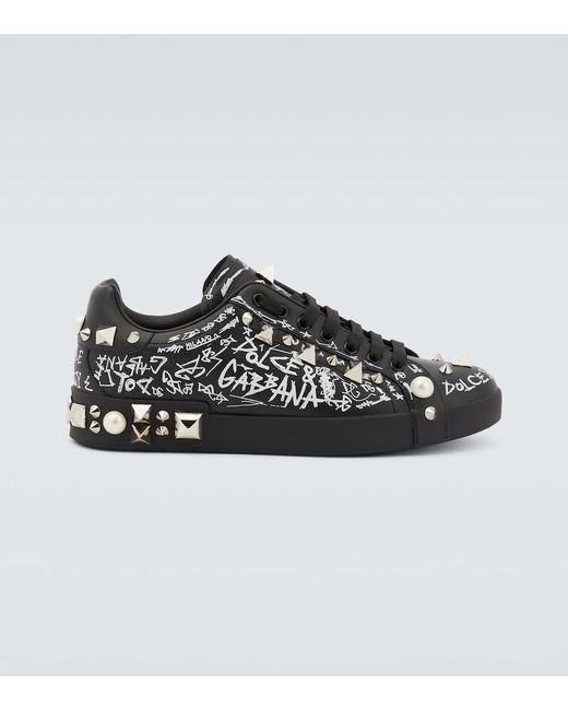 Dolce & Gabbana Portofino printed leather sneakers