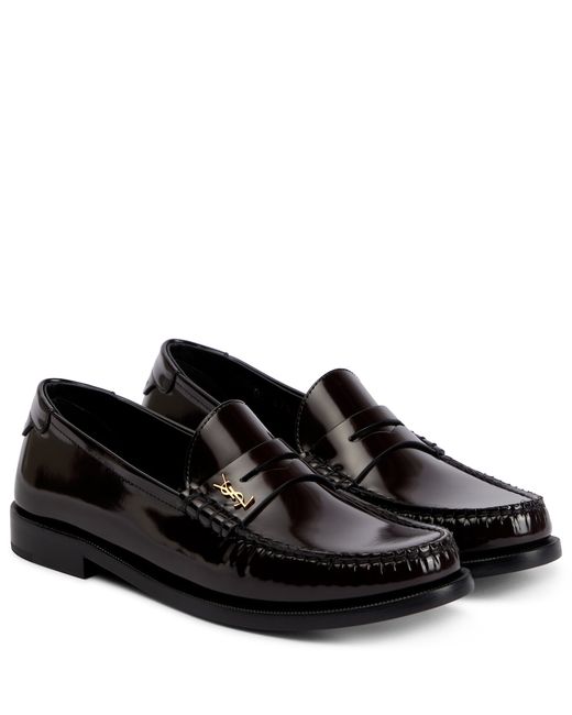 Saint Laurent Logo leather penny loafers