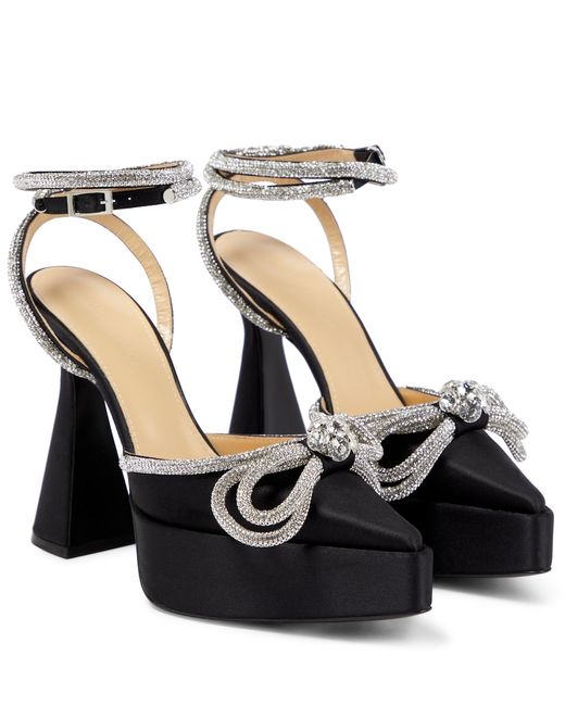Mach & Mach Double bow-embellished satin pumps
