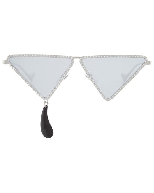 Gucci Crystal-embellished triangular sunglasses