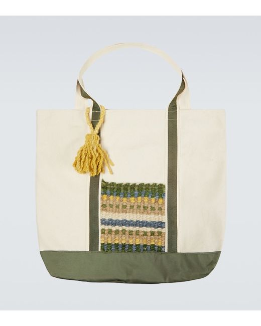 Adish Wool-trimmed canvas tote bag