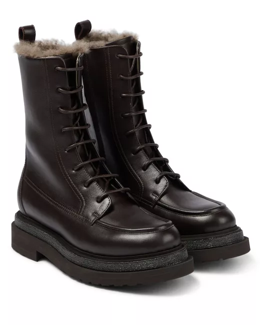 Brunello Cucinelli Shearling-lined leather ankle boots