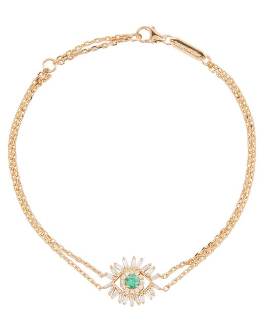 Suzanne Kalan Evil Eye 18kt gold bracelet with diamonds and emeralds