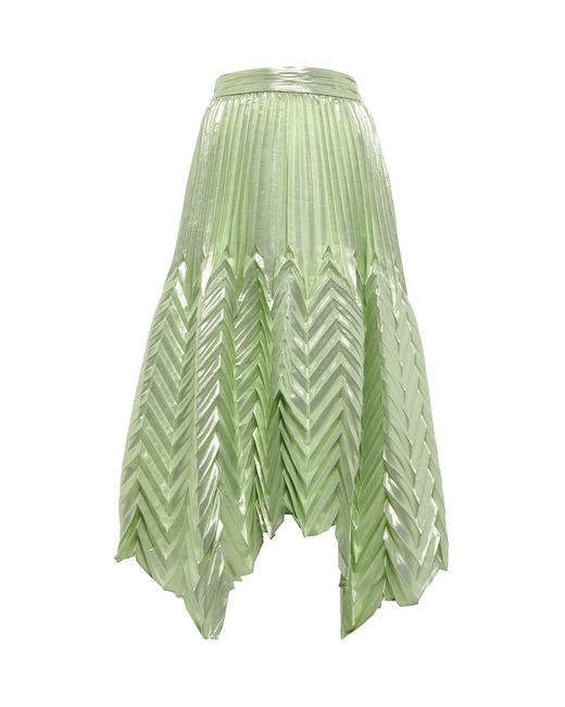 Jonathan Simkhai Pleated silk-blend midi skirt