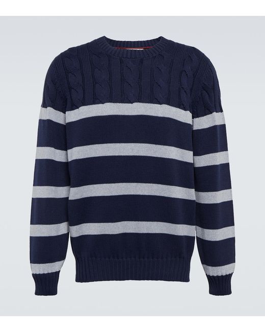 Brunello Cucinelli Striped cable-knit cotton sweater