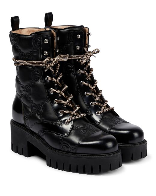 Gucci GG quilted leather lace-up boots