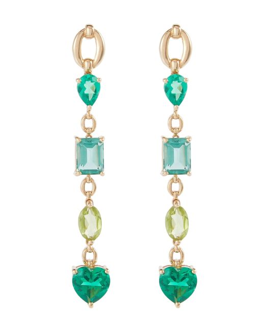 Nadine Aysoy Catena 18kt gold earrings with emeralds peridot and tourmaline