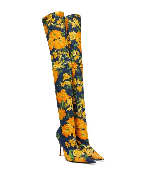 Balenciaga Knife floral over-the-knee sock boots