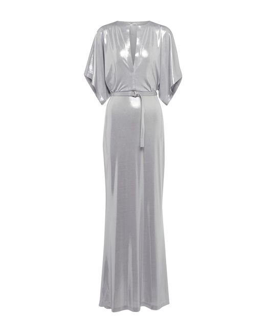 Norma Kamali Belted lamé gown