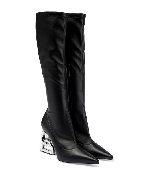 Dolce & Gabbana Logo leather over-the-knee socks boots