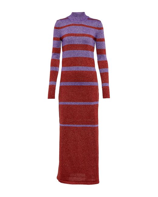 Paco Rabanne Striped metallic knit maxi dress