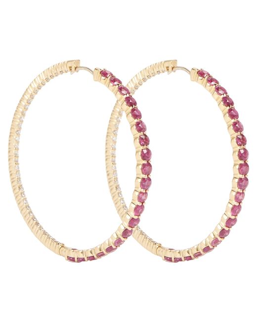 Melissa Kaye Lenox 18kt gold hoop earrings with diamonds and sapphires