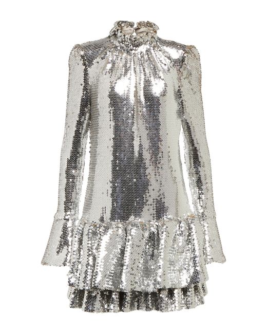 Paco Rabanne Ruffle-trimmed sequined minidress