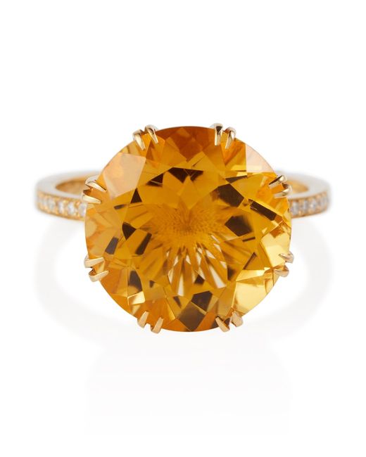 Ileana Makri 18kt yellow gold ring with citrine and diamonds