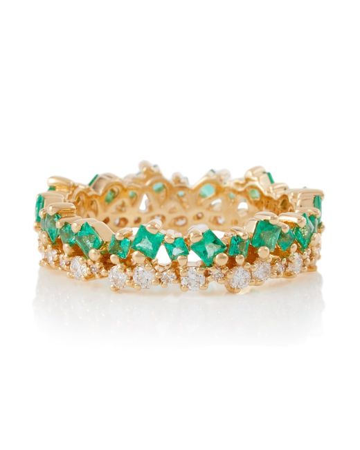 Suzanne Kalan 18kt ring with diamonds and emeralds