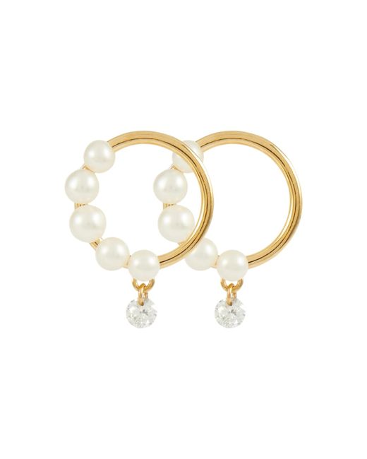 Persée Aphrodite 18kt gold hoop earrings with pearls and diamonds