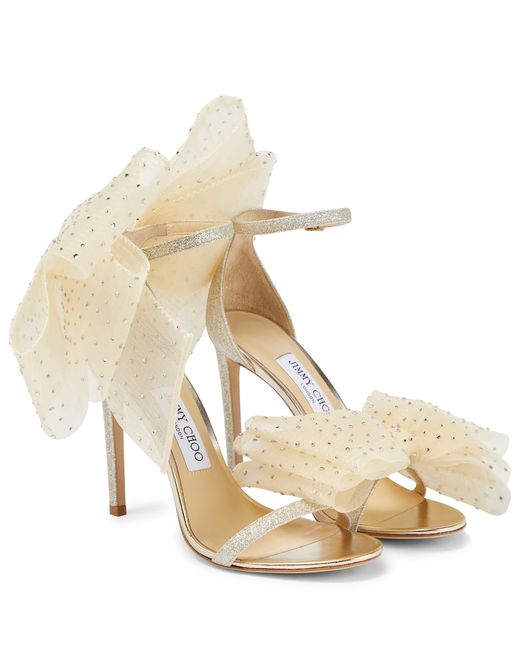 Jimmy Choo Aveline 100 bow-trimmed sandals