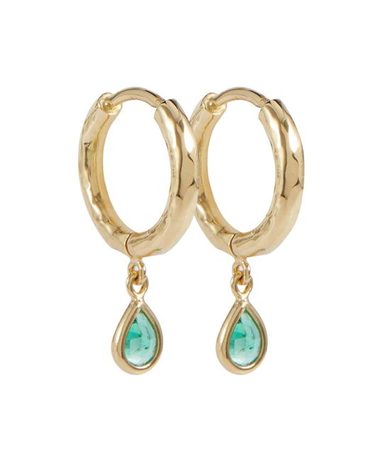 Octavia Elizabeth Charmed Micro Gabby 18kt gold earrings with emeralds