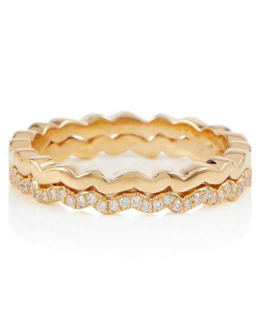 Suzanne Kalan Mini Wave 18kt gold ring with diamonds