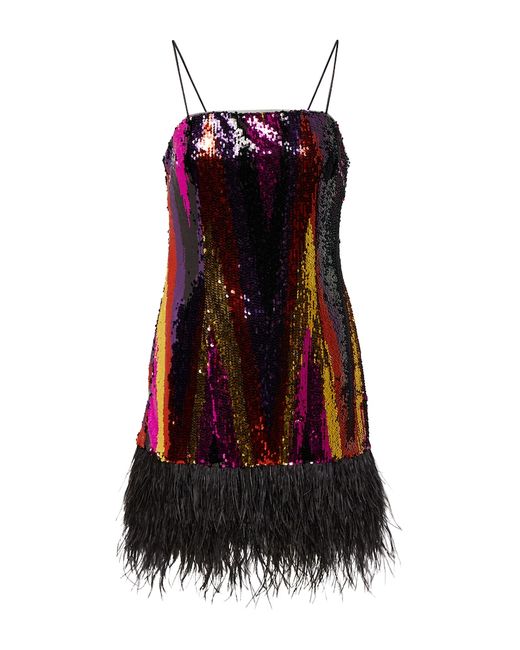 Rebecca Vallance Feather-trimmed sequined minidress