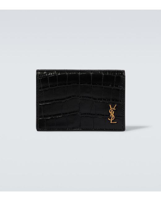 Saint Laurent Logo croc-effect leather wallet