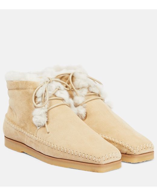 Totême Suede and faux shearling ankle boots