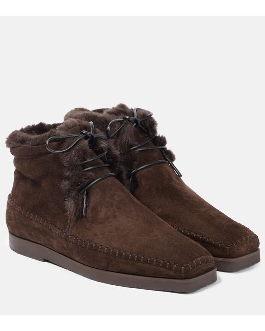 Totême Suede and faux shearling ankle boots