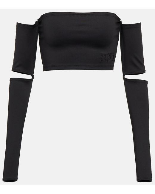 Mm6 Maison Margiela Jersey crop top with cutout sleeves
