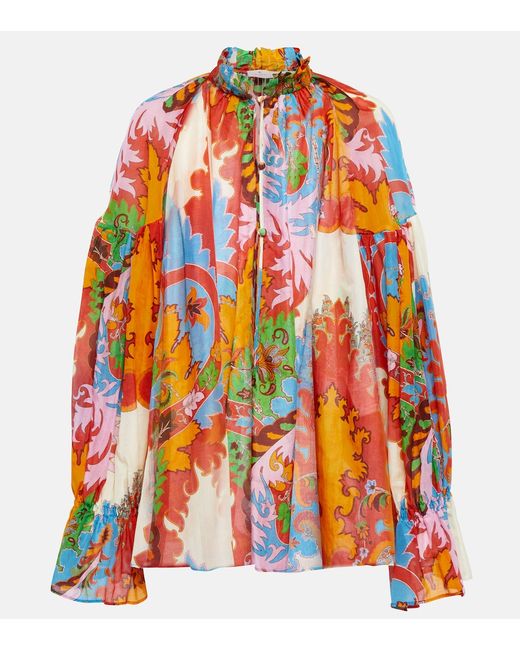 Etro Printed cotton and silk blouse